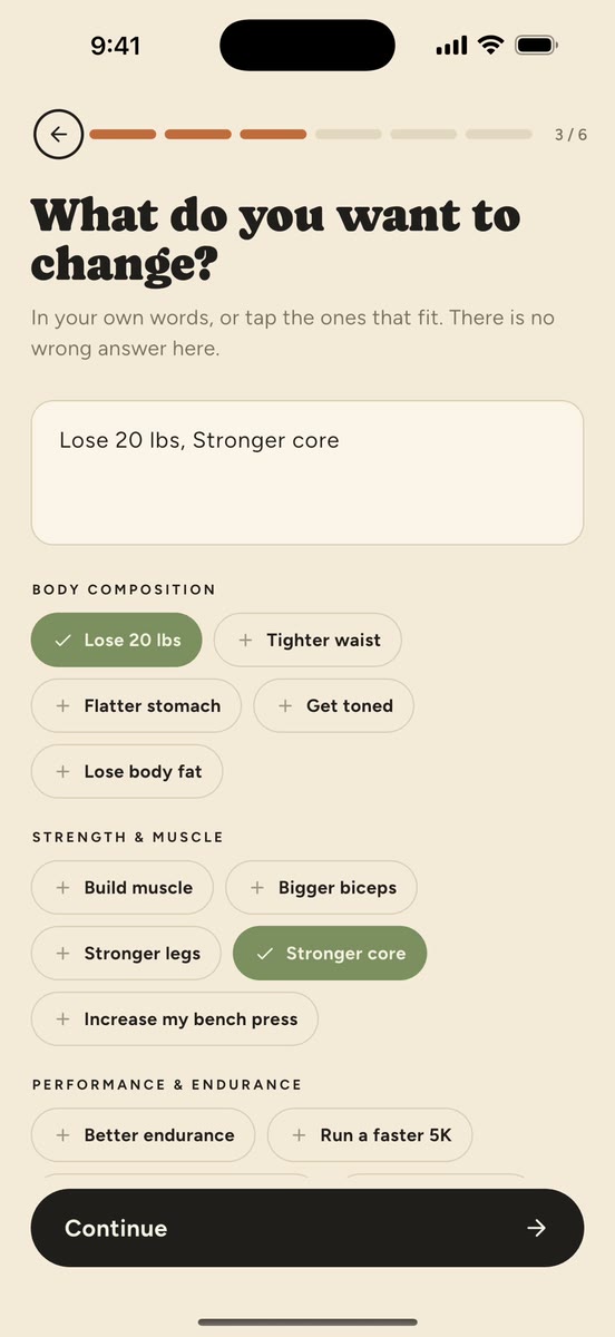 FittyBitty setup: pick what you want to change